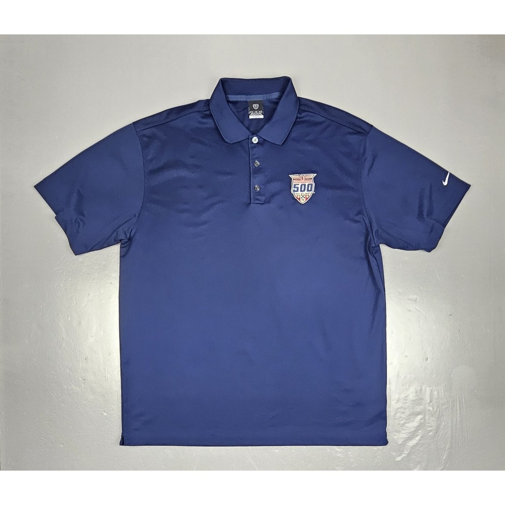 Nike Indianapolis 500 Embroidered Polo Shirt Mens XL Navy Blue Dri-Fit Racing